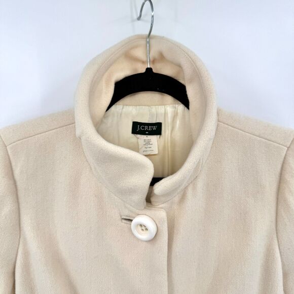 J. CREW Classic Long Cream Beige Wool Peacoat Size 4 - Picture 4 of 10
